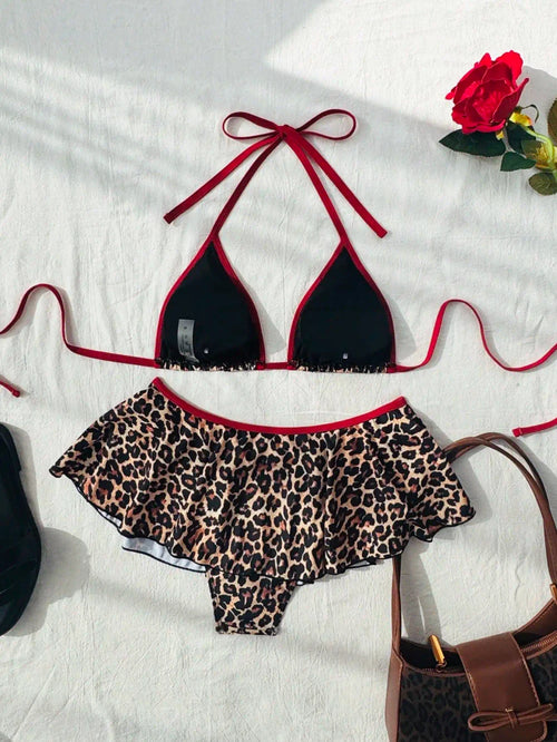 Leopard Print Bikini Skirt